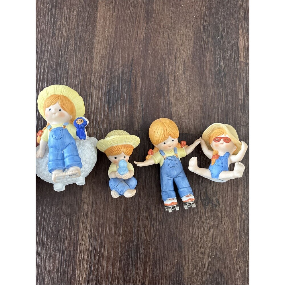 Vintage Enesco Katie Country Cousins 1981-85 Set (4) Cottage Cottagecore Y2K 80s